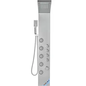 VEVOR Shower Panel System, 4 Shower Modes Shower Panel Tower, Rainfall, Waterfall, 5 Full Body Massage Jets and 3-Setting Handheld Shower Head with 59" Hose, Stainless Steel Wall-Mounted Shower Set