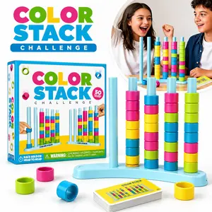 Color Stack Challenge, Color Matching Challenge Game, Fast Pattern Match Ring Stacking Puzzle Stack Games Block, 2-4 Players, Family Board Game for Kids & Adults, Birthday Christmas Party Gifts for Boy & Girl