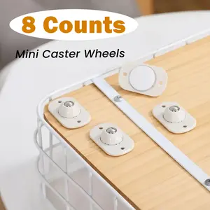 8 Counts Self Adhesive Caster Wheels, Mini Universal Wheel for Kitchen Appliances, 360° Swivel Appliance Roller Casters, Appliance Slider, Adhesive Pulleys for Trash Cans, Storage Racks, Rice Cookers