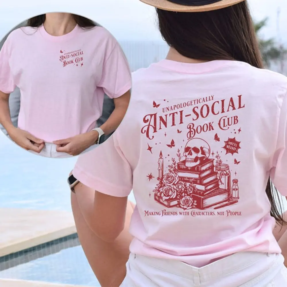 Anti-Social Book Club T-Shirt – Introverted Romance Reader Tee, Distressed Bookish Shirt, Gift for Book Lovers