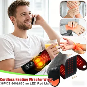 Light Heating Band with 36 LED Lights, Therapy Vibration Massage Wrist Arm Neck Brace, Heat Wrap for Pain Relief, Portable Pain Relief