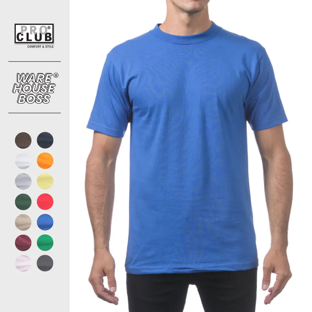 PROCLUB Men's Comfort Short Sleeve Shirts PRO CLUB Lightweight Plain Crew Neck T Shirt Casual Basic Cotton Tee Hip Hop Harem
