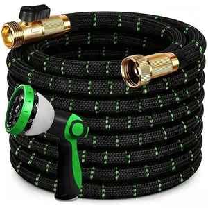 100ft/75ft/50ft/25ft/15ft Garden Hose With 10-Function High-Pressure Spray Nozzle,Lightweight,Non-Expandable Water Hose For Yard,Lawn,Car Wash & Outdoor Use,Water Hose