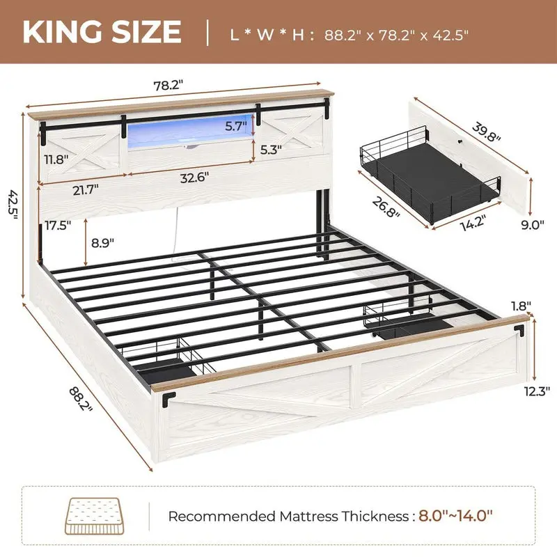 King Bed with 2 Drawers