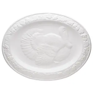 212 MAIN Microwave-Safe Ceramic Traditional Oval Shape Serving Turkey Platter, Red Vanilla HJ168-018, 17.75x13.75 in, White
