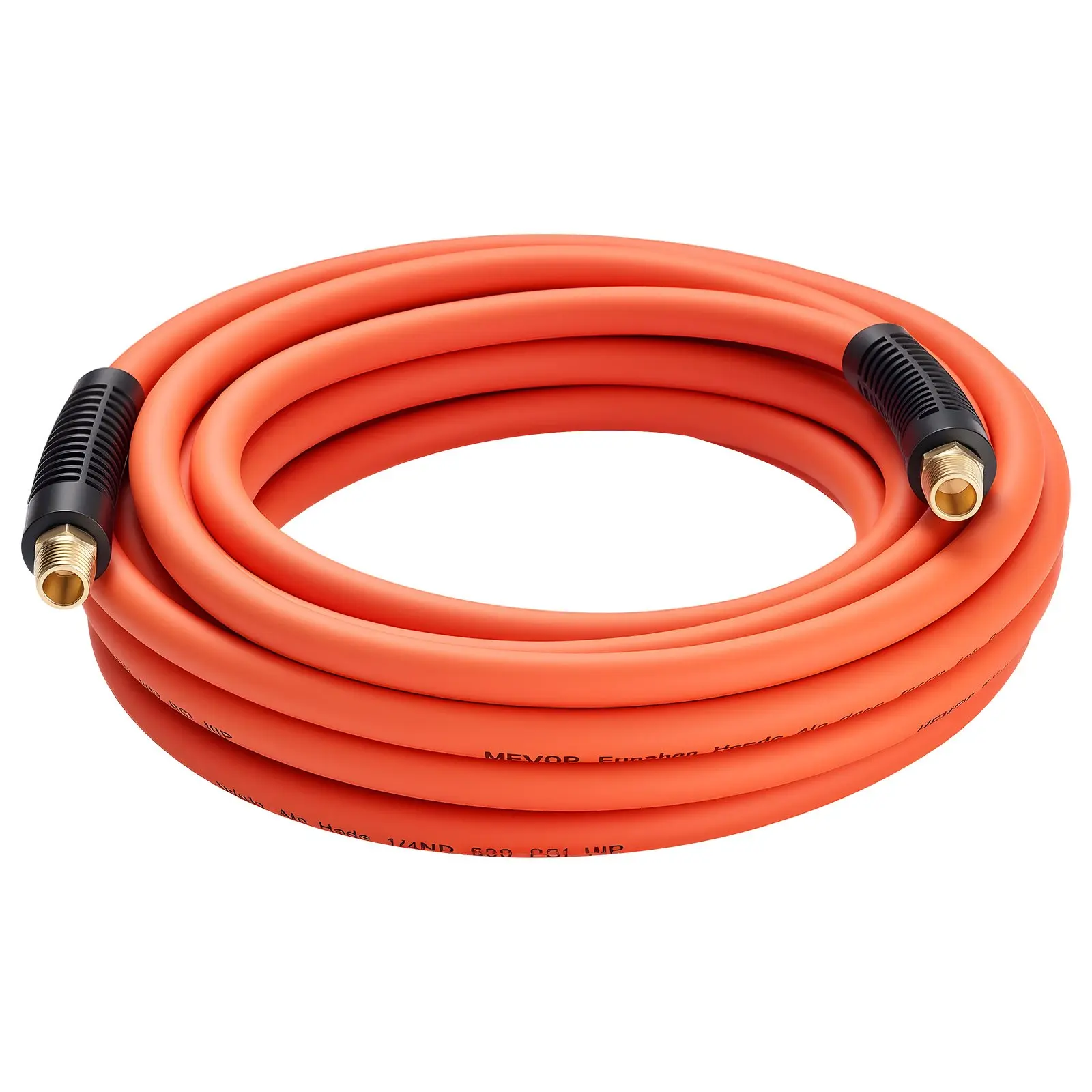 【Summerfinds】VEVOR Air Hose, 1/4" x 25FT Hybrid Air Compressor Hose, 300 PSI Kink-Resistant Pneumatic Hoses with 1/4-inch Solid MNPT Bras Fittings, Three-Layer Construction, All-Weather Flexibility