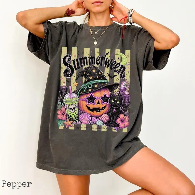 Comfort Colors Summerween Shirt, Summer Halloween Tee, Spooky Beach Vacation Shirt
