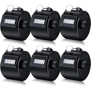 6 Pack Hand Tally Counter 4 Digit Mechanical Palm Clicker Plastic Hand Held Counter Clicker with Metal Finger Ring for School Golf  Events Office Stadium