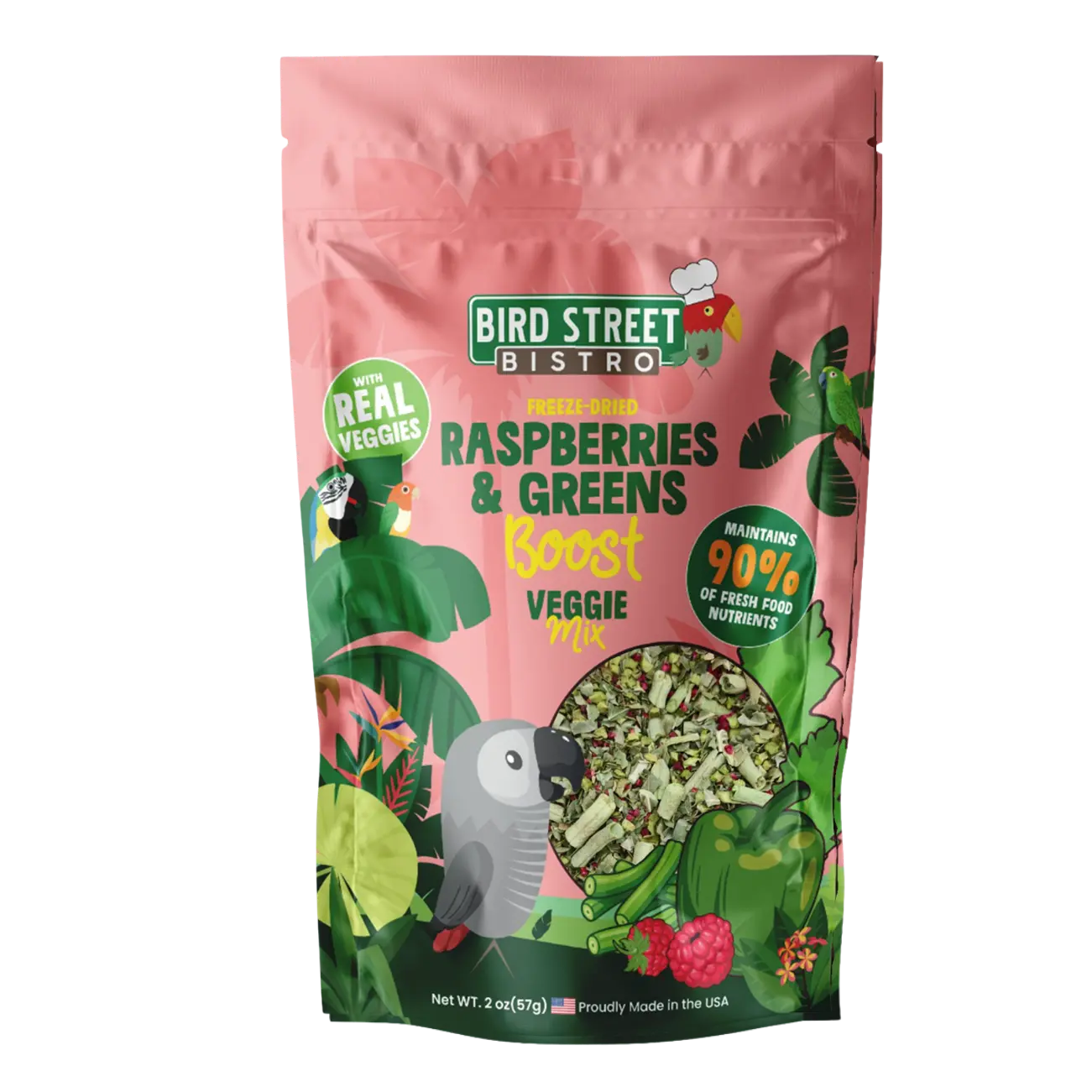 Raspberries & Greens Boost- Parrot Veggies Mix