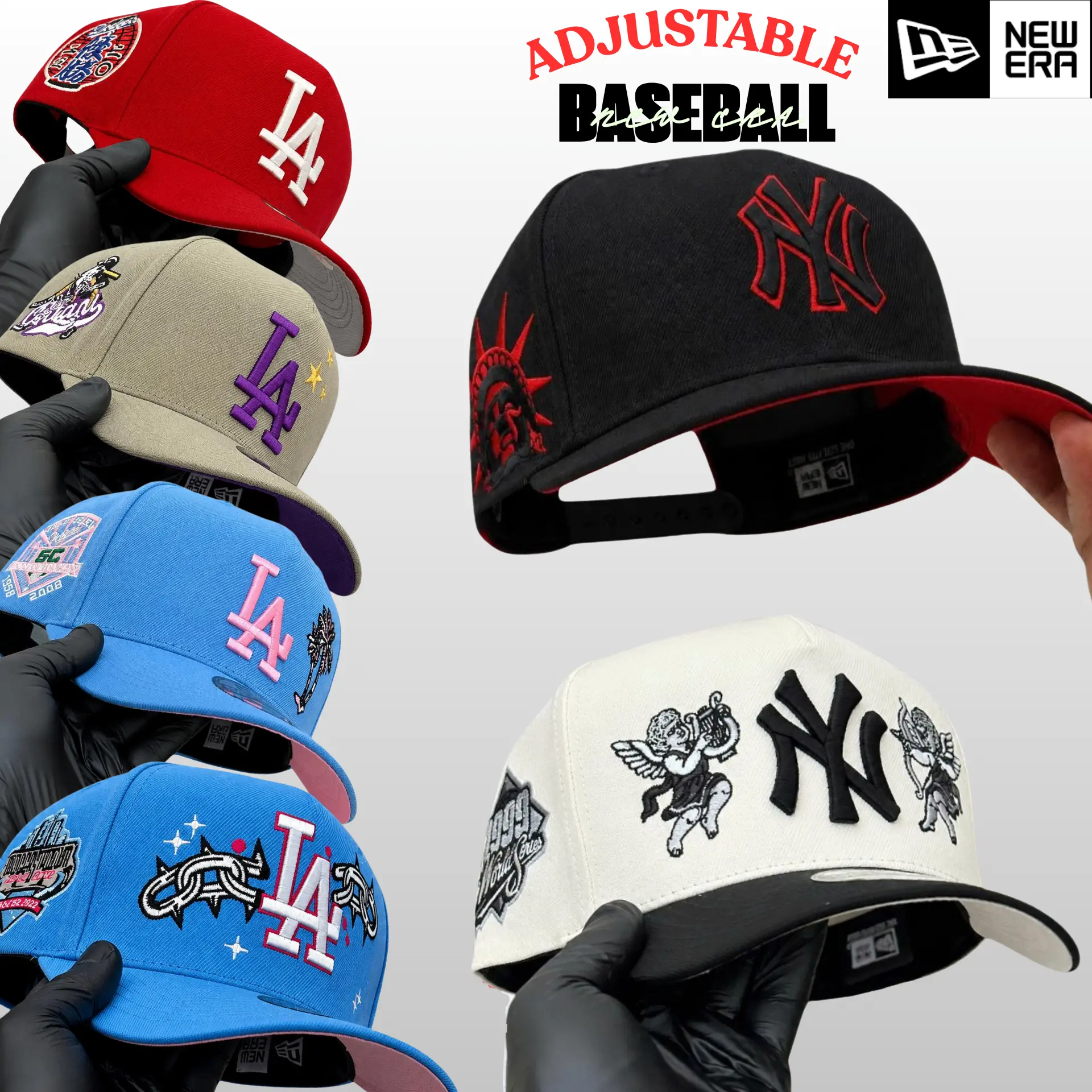 New Era MLB NY Yankees LA Dodgers Adjustable Baseball Cap – Premium 9FIFTY 59FIFTY Snapback Hat, Raised Embroidered Front Logo, Flat Visor Streetwear Style, Lightweight Daily Comfort, American Sports Fashion, USA Trend 2026