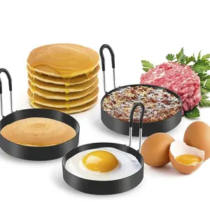Stainless Steel Egg Mold Set (2-Piece), Non-Stick, Easy Flip Design, Round Shape, Manual Use, Perfect for Birthday, Scrambled Eggs, Pancakes