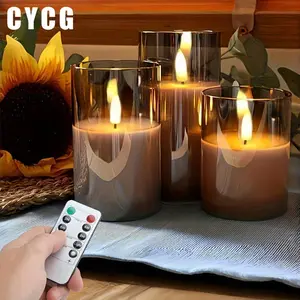 Elegant LED Candle Lights with Remote Control, Flickering Flameless Wax Melt Burners for Weddings, Birthdays & Christmas Decor, Led Candle Lamp, Home Decor Lighting, Led Mood Light, Multifunctional Ambient Lights