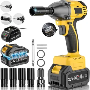 4.0Ah  Cordless  Wrench, Brushless 1/2  , 320Ft-lbs(430N.m) 20V High Torque Power  Driver, Electric  for