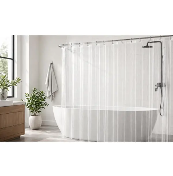 Plastic Lightweight PEVA Clear Shower Curtain Liner, 72x72in Waterproof No Chemical Smell, 12 Rust-Proof Metal Grommets for Traditional Bathroom Installation, Easy-to-Hang Bathroom Shower Curtain Accessory