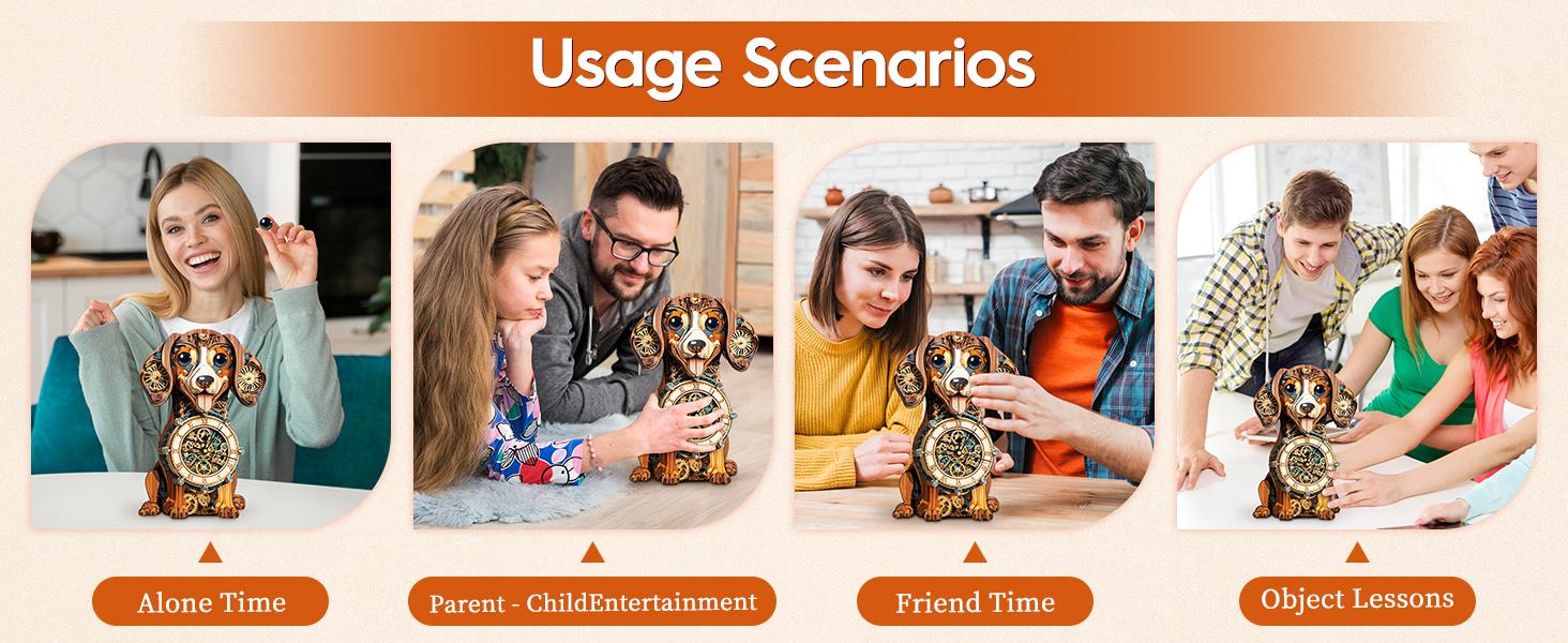 3D Puzzle Mechanical Wooden Clock Kit for Adults – Dragon, Blue Dragon, Dog, Butterfly, Owl & Turtle Designs | DIY Pendulum Clock with Roman Numerals | Creative Desk & Home Decor | Unique Gift for Puzzle Lovers,back to school