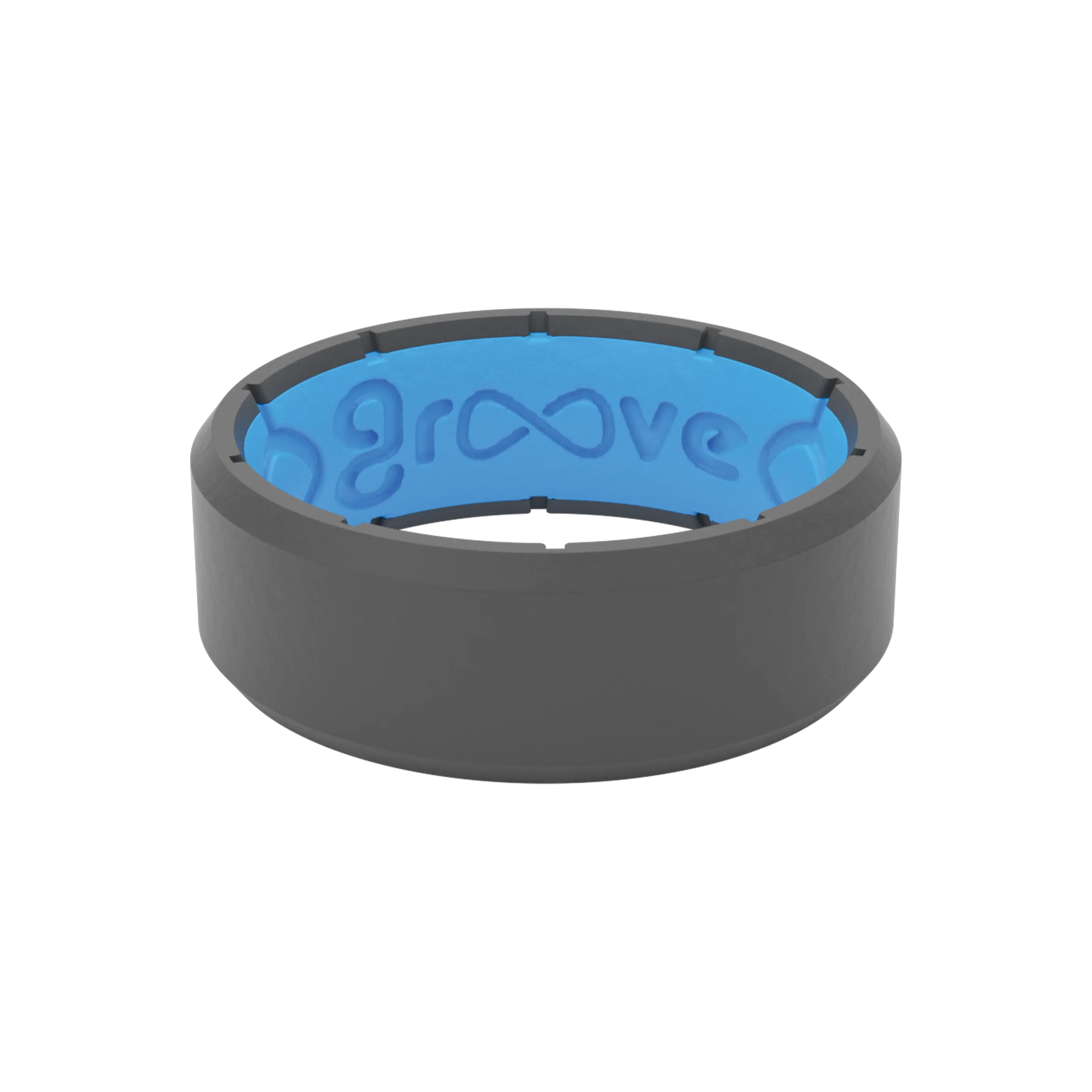 Groove Ring – Men’s Silicone Wedding Band, Breathable Work Safe Ring – Edge Deep Stone Grey