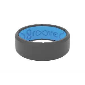 Groove Ring – Men’s Silicone Wedding Band, Breathable Work Safe Ring – Edge Deep Stone Grey