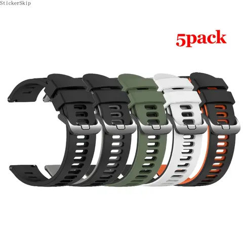Soft Silicone Wearable Watch Straps (20mm, 5pack/7pack) - Quick-Release Fit, Sweat-Safe Outdoor Band, Accessories for Women, Compatible with Samsung Galaxy Watch 7/FE/6/5/4 (40mm/44mm), Huami Amazfit, Garmin, Xiaomi, Huawei