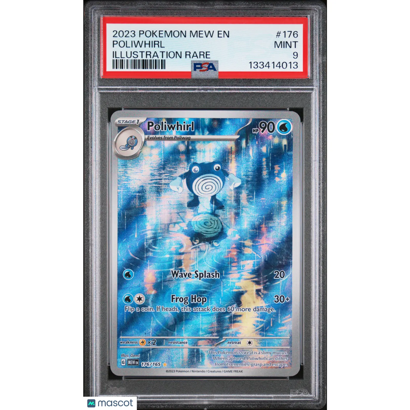 2023 Pokemon—Poliwhirl #176 Scarlet & Violet 151—Illustration Rare Foil PSA 9