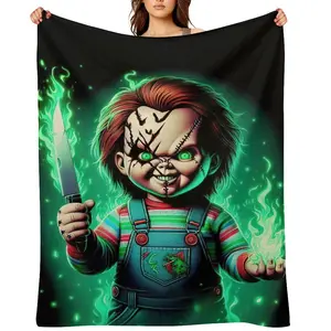 Chucky Horror Movie Thermal Blanket Warm Lightweight Horror Movie Patterned Flannel Blanket Couch Decor Decor,All Season Bedding Room for HalloweenDay Birthdas Gift
