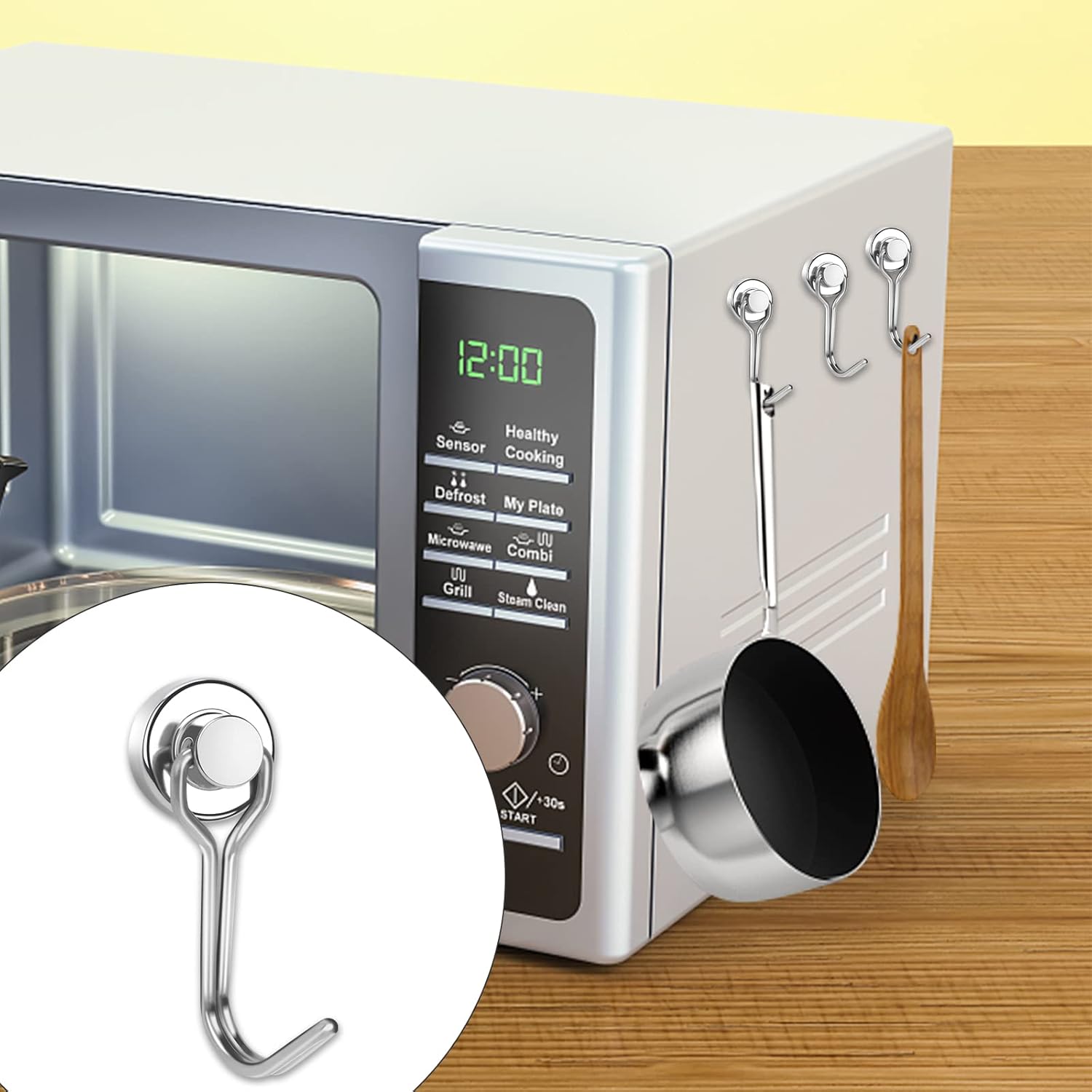 8PCS Swivel Swing Magnetic Hook New Upgraded Strong Neodymium Magnet Hook for Refrigerator & Magnetic Surfaces Silver 30lb Magnetic Hooks