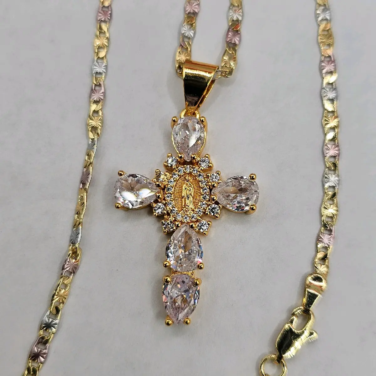 virgin mary cute cross (S)  chain gold plated chain colors include