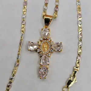 virgin mary cute cross (S)  chain gold plated chain colors include