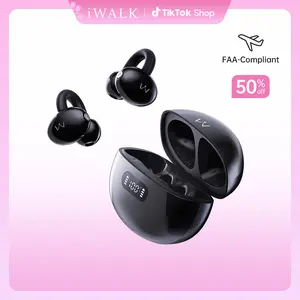 iWALK Clip-On Open-Ear Earbuds - Wireless Bluetooth HiFi Audio Electronic Headphones with 16.2mm Graphene Diaphragm, 30H Playtime, LED Display, Lightweight Ergonomic Design Headphones, Rechargeable for Running Safe & Gym Use