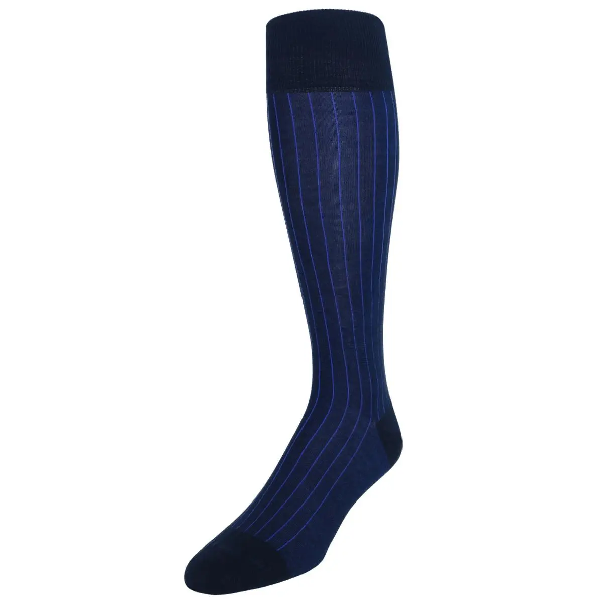 Trafalgar Valentino Vertical Stripe Over the Calf Mercerized Cotton Sock, Dress Socks