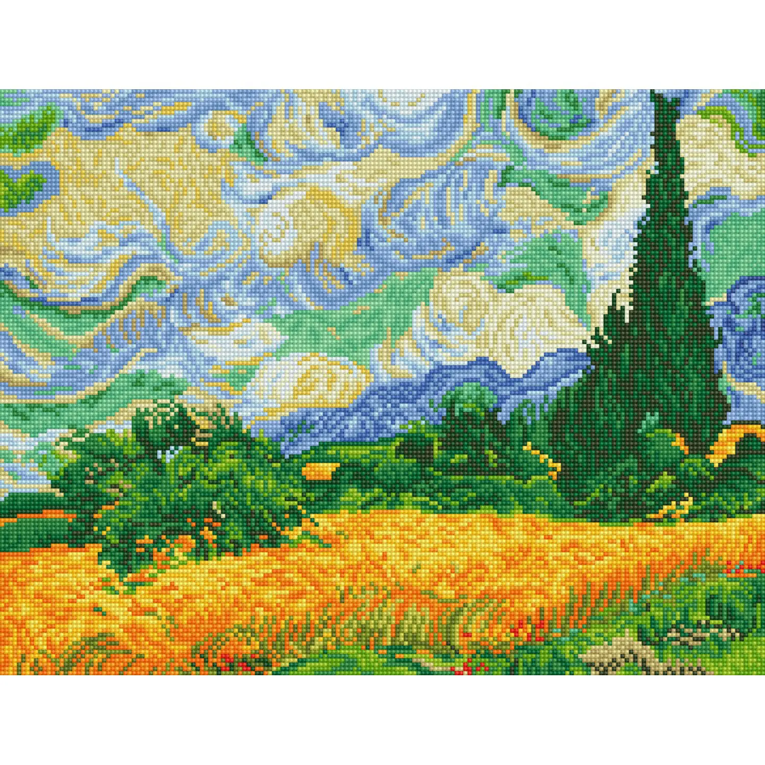 DIAMOND DOTZ Square Drill Diamond Painting Kit, Van Gogh Wheat Fields Design, 20.1in x 15.4in, 24208 Dotz & Gem Dots, Intermediate Skill Level for Collectibles & Adults, DIY Needlework Toy Hobby, 20.1″ X 15.4″