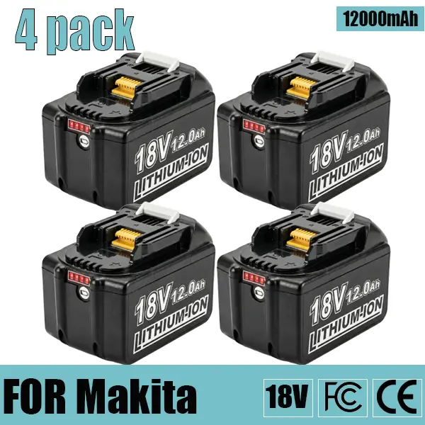 2-Packs Lithium High Capacity 12.0Ah 18V Replacement Battery, Heavy-Duty BL1860B Compatible with Makita 18V Power Tools Including BL1890, BL1860, BL1850B, BL1850, BL1840B, BL1840, BL1830B, BL1830, BL1815, BL1820, BL1820B
