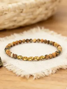 Men's Spiral Metal Pendant Bracelet, 4mm Natural Stone Beads, Blue Howlite Healing Yoga Jewelry Gift