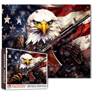 Tucocoo American Eagle and Flag 1000 Pieces Jigsaw Puzzle Patriotic Challenge for Adults Relaxing Family Game Brain Training Wall Decor Gift for Seniors Stress Relief Entertainment 27.5x20inch (70x50cm)