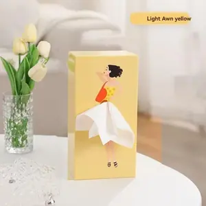 Cartoon Animation Paper Towel Box, Fun Half-Body Dress Style, Girl Face Design, Ideal for Office, Living Room, Bedroom, Bathroom Decor