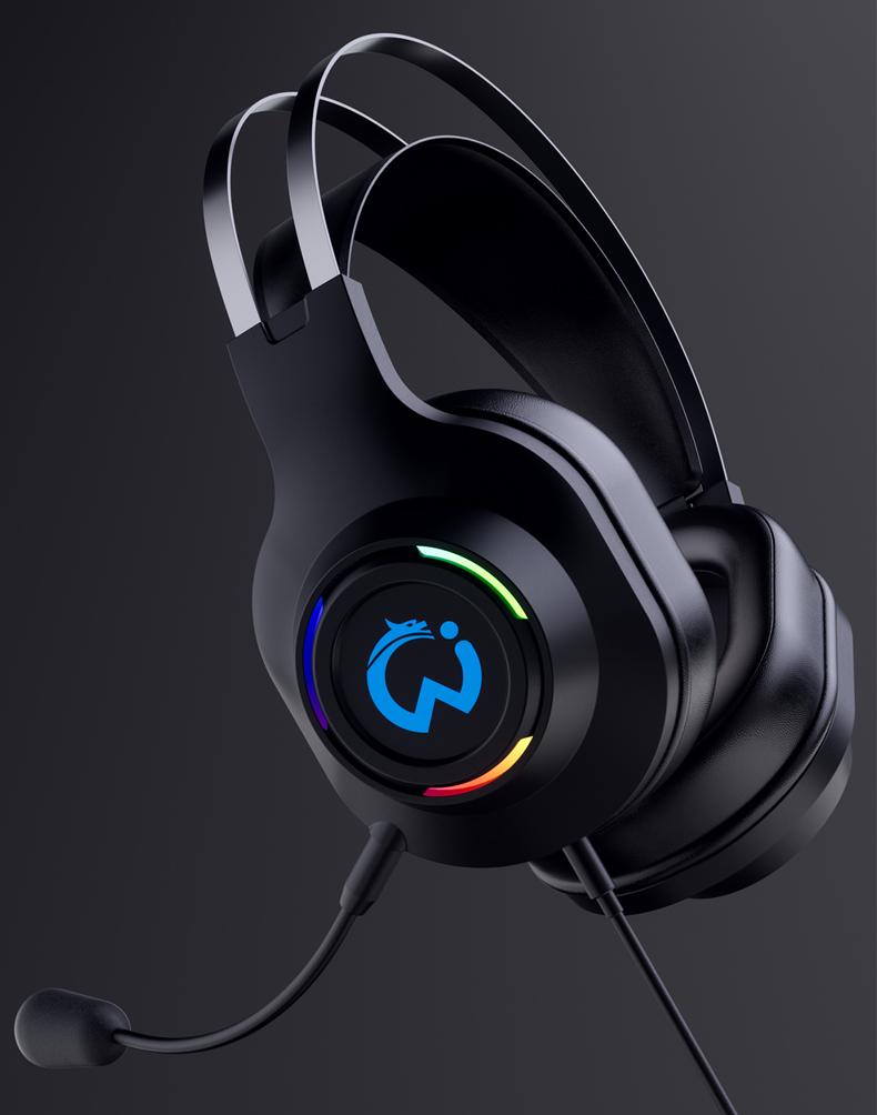 Stereo gaming headphones for PS4, PC, Xbox One, PS5 game console, PC and laptop, headphones with microphone, LED lights, 7.1 surround stereo, wired headphones, RGB lighting, USB-A, high-resolution studio monitoring/mixing/DJ stereo headphones