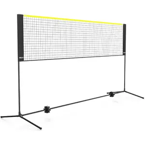 VEVOR Badminton Net, Height Adjustable Volleyball Net, Wide Foldable Pickleball Net, Portable Easy Setup Tennis Net Set with Poles, Stand and Carry Bag, for Kids Backyard Game Indoor Outdoor Use