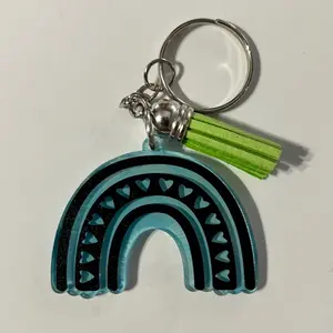 Pastel Boho Rainbow 2 inch keychain