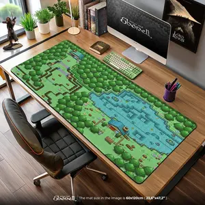 Pixel Map Mouse Pad - Classic Route & Lake Desk Mat, Johto Style Gaming Pad, Trainer Gift for Anime Fans