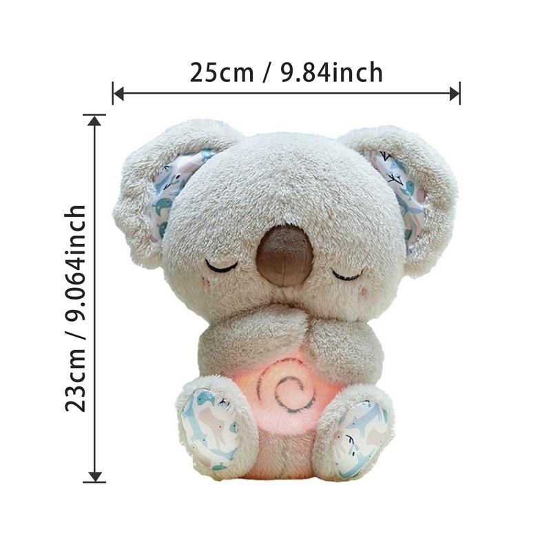Stress Relief Koala Breathing Plush Toy, Calming Stuffed Animal with Music Lights & Rhythmic Breathing Action, Sleep Aid Doll, Musical Light Up