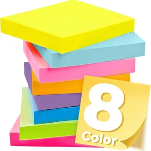 8PCS Bright Color Sticky Notes, 3x3 Inches, Easy to Use at Home Office Notebook, 100 Sheets Per Pad, 8 Pads Included