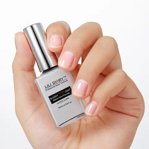 LILI DIARY Crystal Gel Nail Polish Top Coat Bottle - HEMA-Free, 45-Day No Yellowing, Non-Wipe Glass-Like Glossy, Long Wearing, Chip Resistant Gel for Nails, DIY Home Manicure with Healthy Ingredients