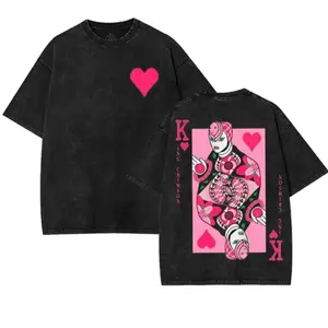 Anime JoJo's Bizarre Adventure T Shirt For Men's Clothing Harajuku Washed Oversized T-shirt Casual Short Sleeve Cotton Tees Tops