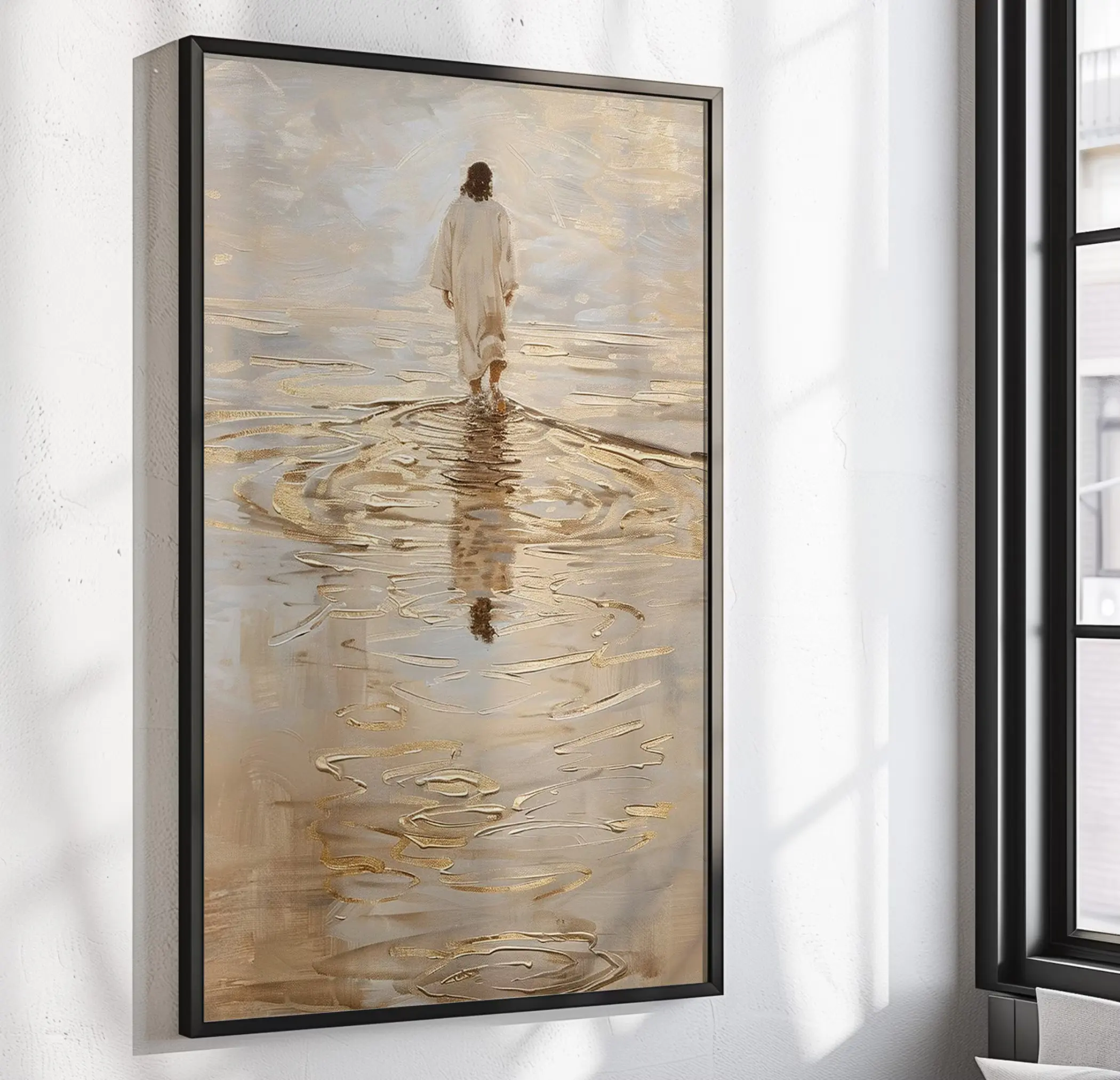 Jesus Christ Walking on Water, Christian Art Poster, Jesus Shepherd Easter Poster Home Decor