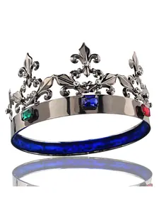 Men's King Queen Royal Large Crown Imperial Gun Black Prince Crown Grand Round Crown Women's Hair Accessory