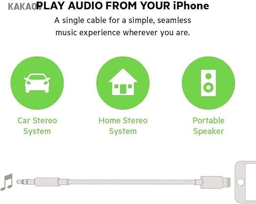 3.5mm AUX Audio Cable for iPhone 14, 13, 12, 11, 4 Pole Hi-Fi Stereo Sound,XS Series: 100cm/39.37in Length, Lightning Connector,For IPhone, IPad, Samsung, Tablet, Car Home Stereos, Sony Headphones,charge cable , Speaker, cable management