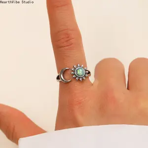 Women's Sun & Moon Open Ring — Versatile, Creative, and Adjustable Vintage-Style Finger Ring