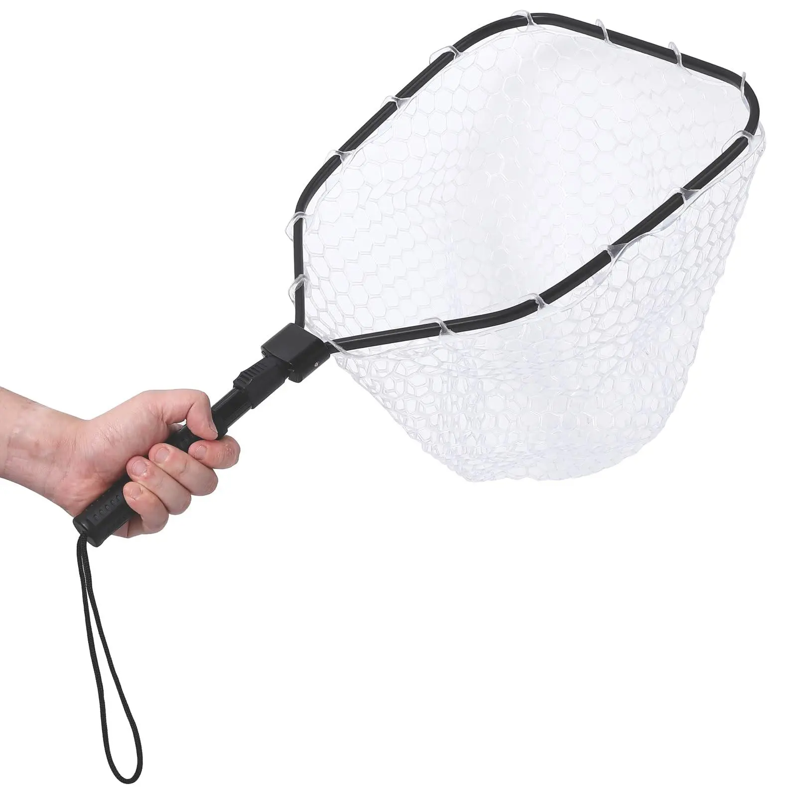 GARVEE Foldable Fishing Net for Trout, Soft Rubber Fishing Net with Handle, Fly Fishing Landing Net for Easy Catch & Release, Lightweight Trout Net for Men Women