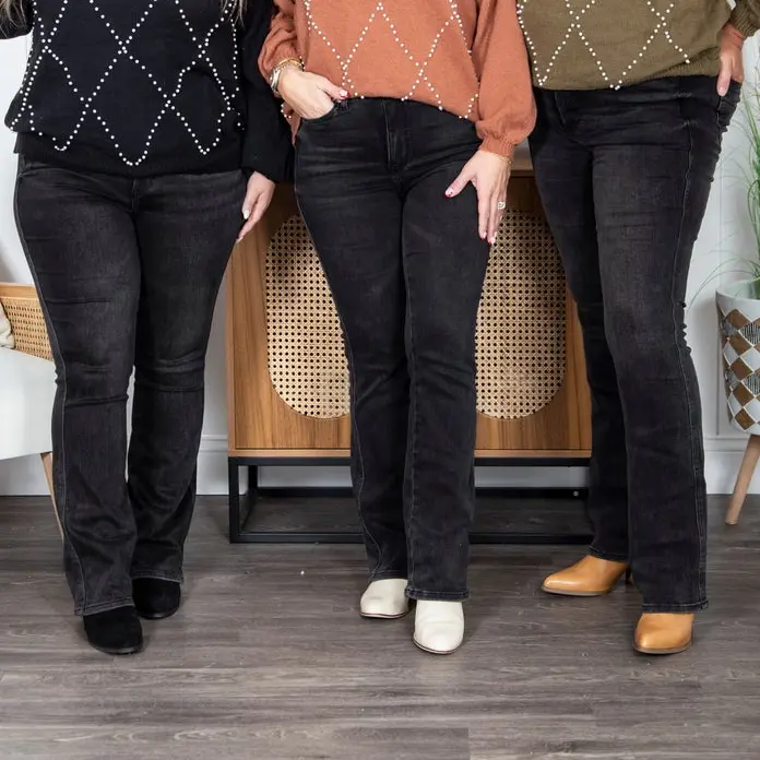 Women's High-Rise Leah Casual Rayon Cotton Polyester-Spandex Fit Jeans - Tummy Control, Stretchy Denim, Bootcut, Curvy-Flattering, Comfortable Long & Tall Bottoms for Women