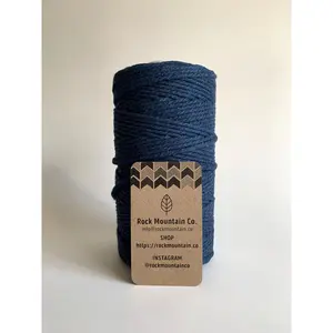 3mm 3 Ply Macrame Cord 3 Strand Twisted Cotton Craft Rope - Navy/Dark Blue Fiber Art String