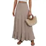 ANRABESS Womens Maxi Skirt Elastic High Waist Swing Tiered A-line Flowy Pleated Boho Beach Vacation Long Skirts Summer Fit